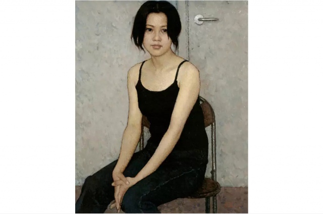 画家靳尚谊油画作品穿牛仔裤的女孩