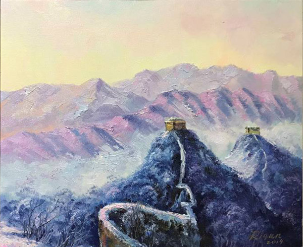 覃日群油画作品金山银山--银山