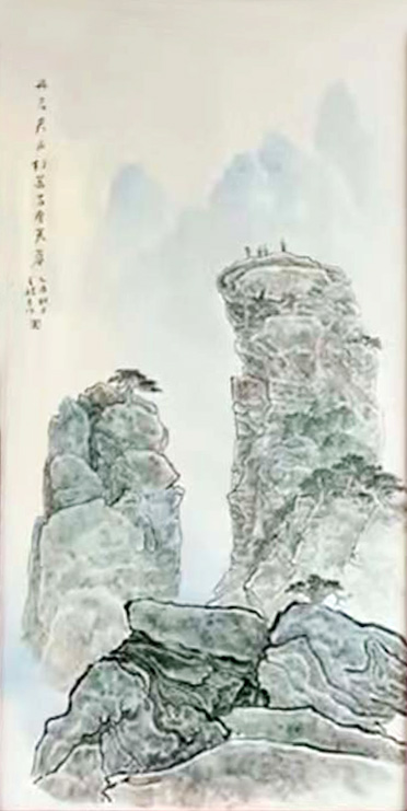王锡良瓷板画丹岩夹石柱
