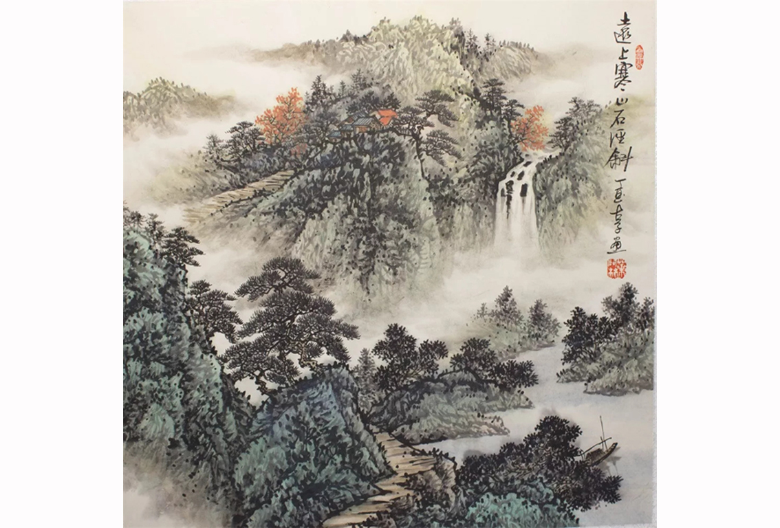 叶阿林作品远上寒山石径斜-山水画-价格-规格-收藏价值-图片_华鼎收藏网