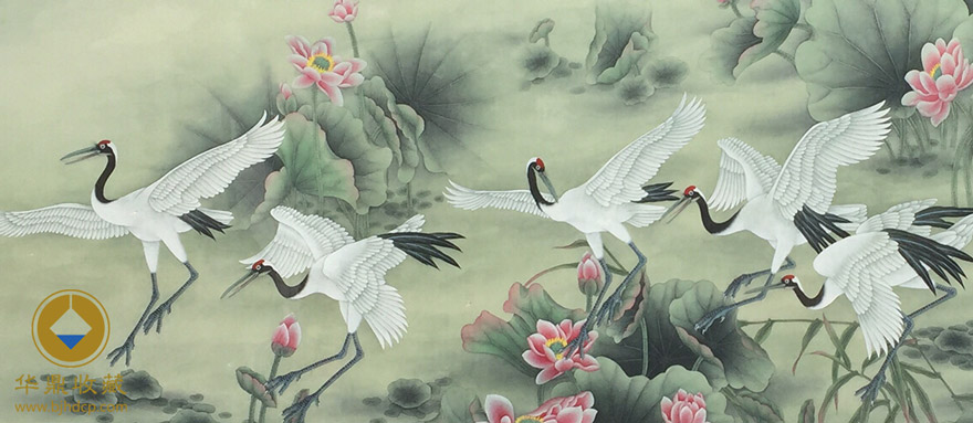 画家徐凤秋工笔花鸟画《群贤雅集图》细节图